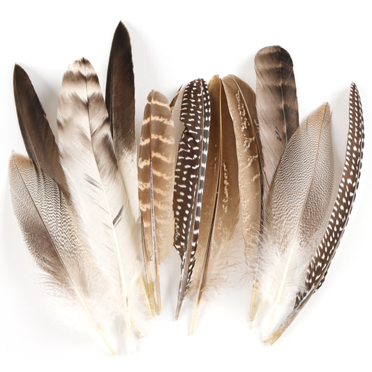 Natural wild bird feather combination 6-8 inches used for carnival parties, birthday parties, commercial bonfire parties, and decorative wild bird feather headpieces