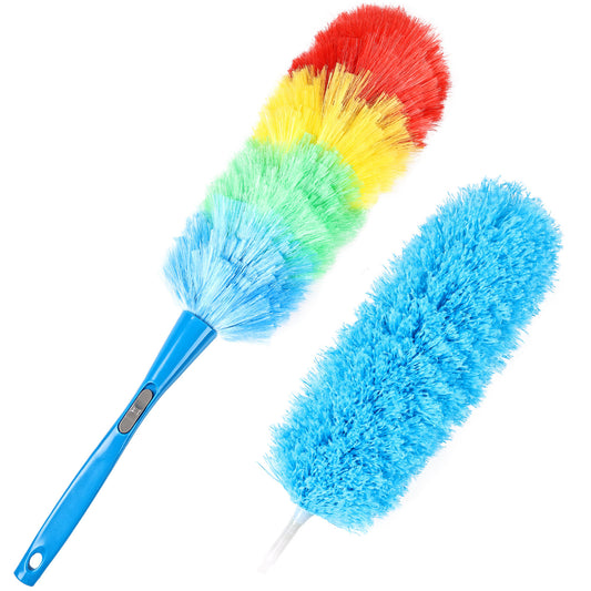 Detachable rainbow colored plastic fiber duster, very effective in cleaning the exterior of vehicles and sweeping dust