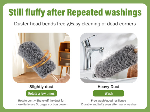 Household cleaning fiber duster, lightweight and compact, can be washed with water; Three colors for you to choose from