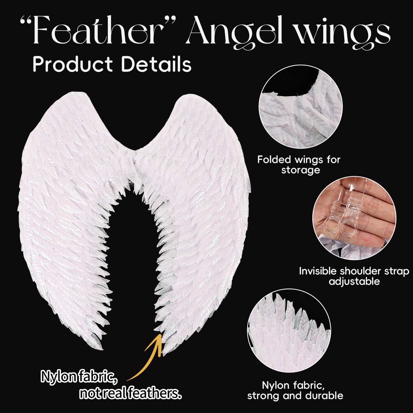 Accessories Repeated Use Wings Halloween Carnival Stage Props Artificial Feather Wings for Cosplay Events Halloween Parties