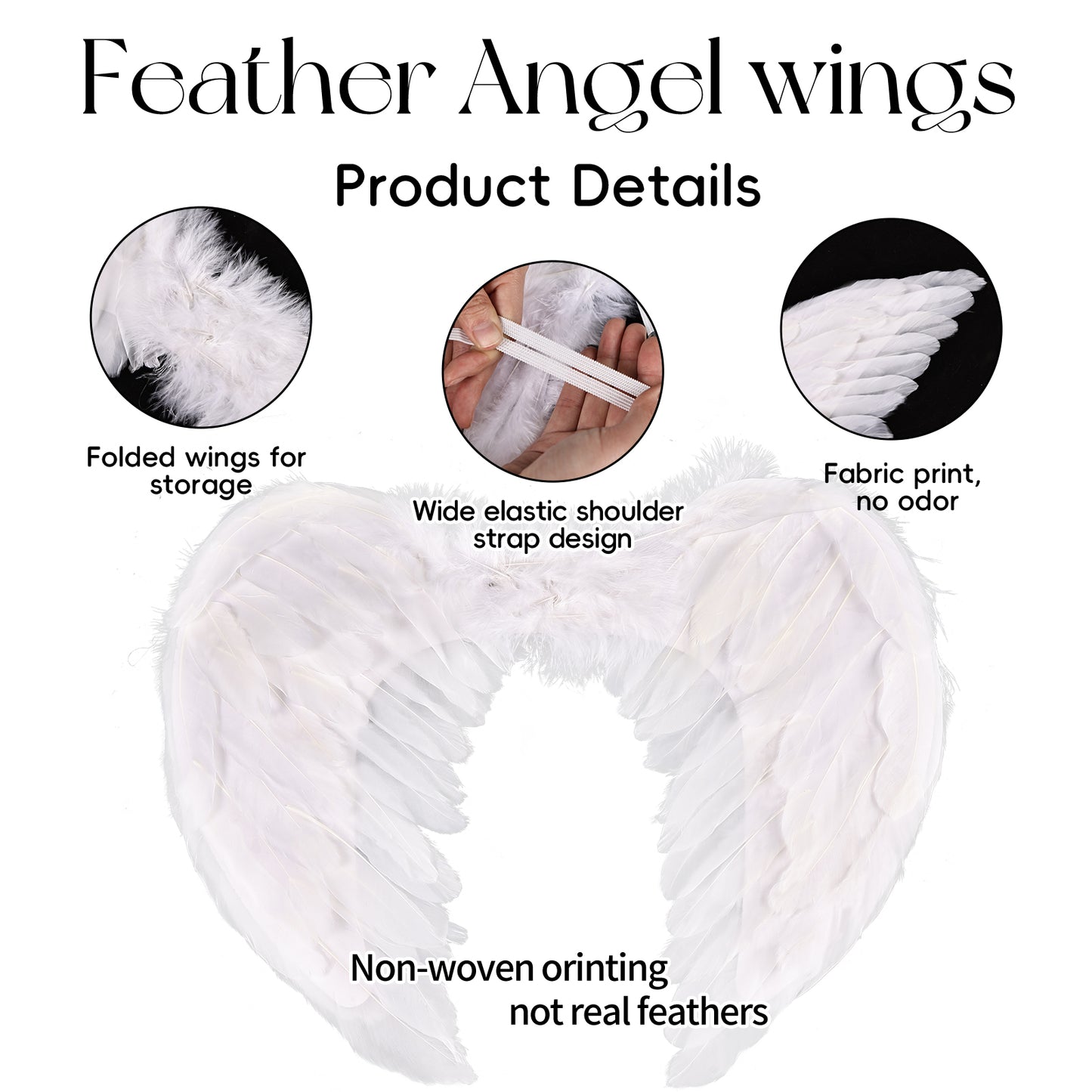Kids Party Angel Wings Set Wholesale Durable Natural Feather Wings for Birthday Parties Cosplay Halloween Stage Performances