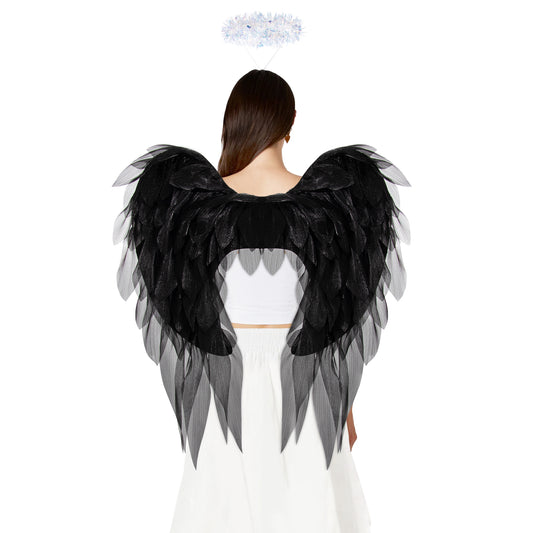 Organza Fabric Wings Halloween Carnival Stage Props Wings Deluxe Costume Accessories Set for Cosplay Events Halloween Parties