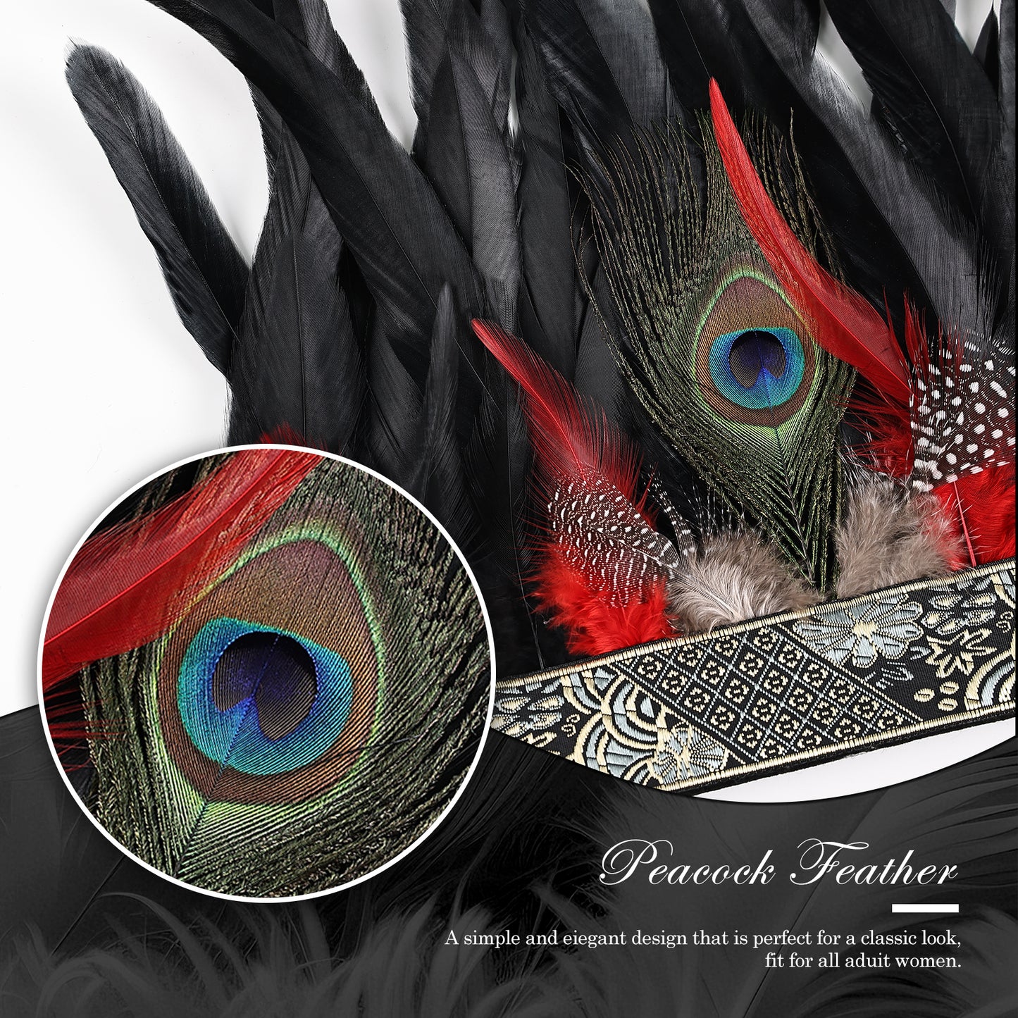 Wholesale Rooster Feather Fascinator Halloween Headdress for Wedding Party Decorations Craft Supply Hair Accessories