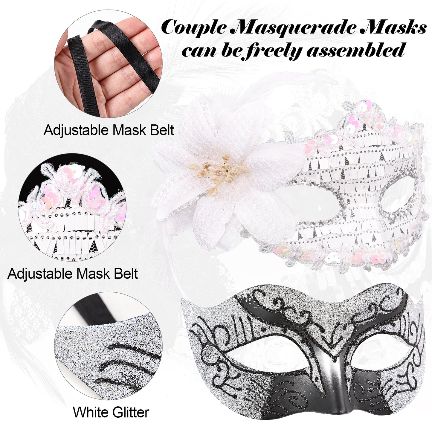 Couple Costume Accessory Set Carnival Venice Makeup Ball PVC Mask Party Fashion Accessory for Halloween Mardi Gras Carnival