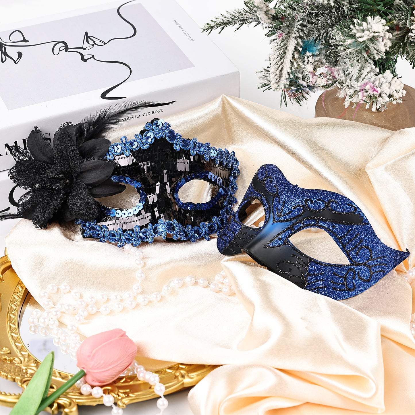 Couple Costume Accessory Set Carnival Venice Makeup Ball PVC Mask Party Fashion Accessory for Halloween Mardi Gras Carnival