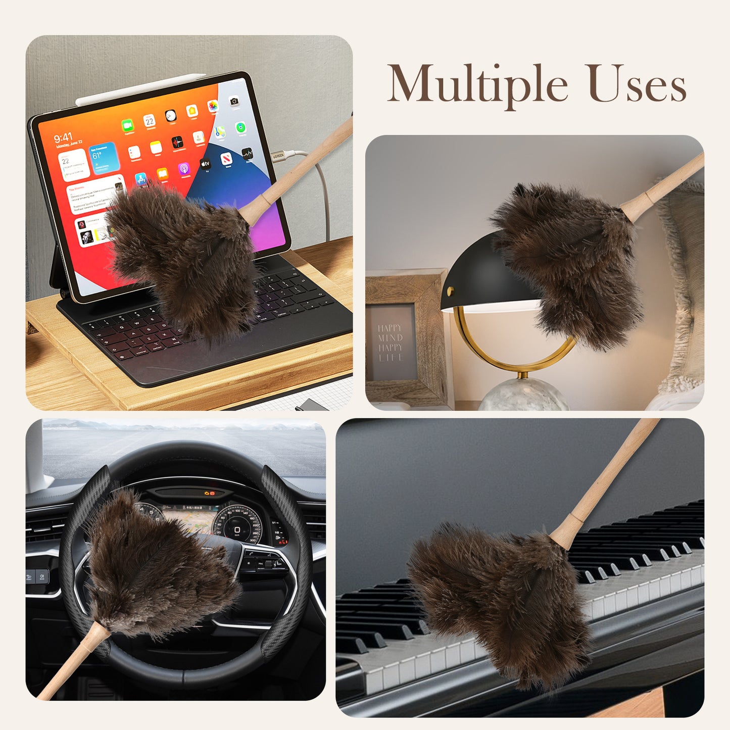 Natural ostrich duster is lightweight, compact, and has strong cleaning ability, suitable for household and car cleaning; They are all very good