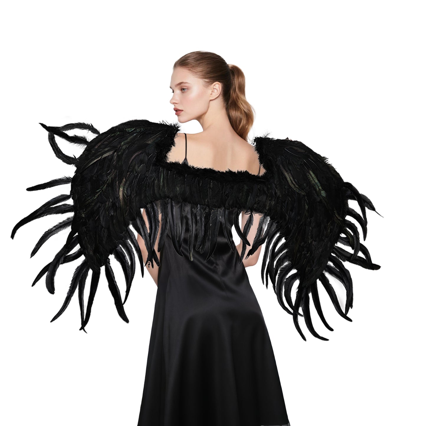 Elf Feather Wings Black, Feather Wings Festival Party Costume Props Black Angel Wings