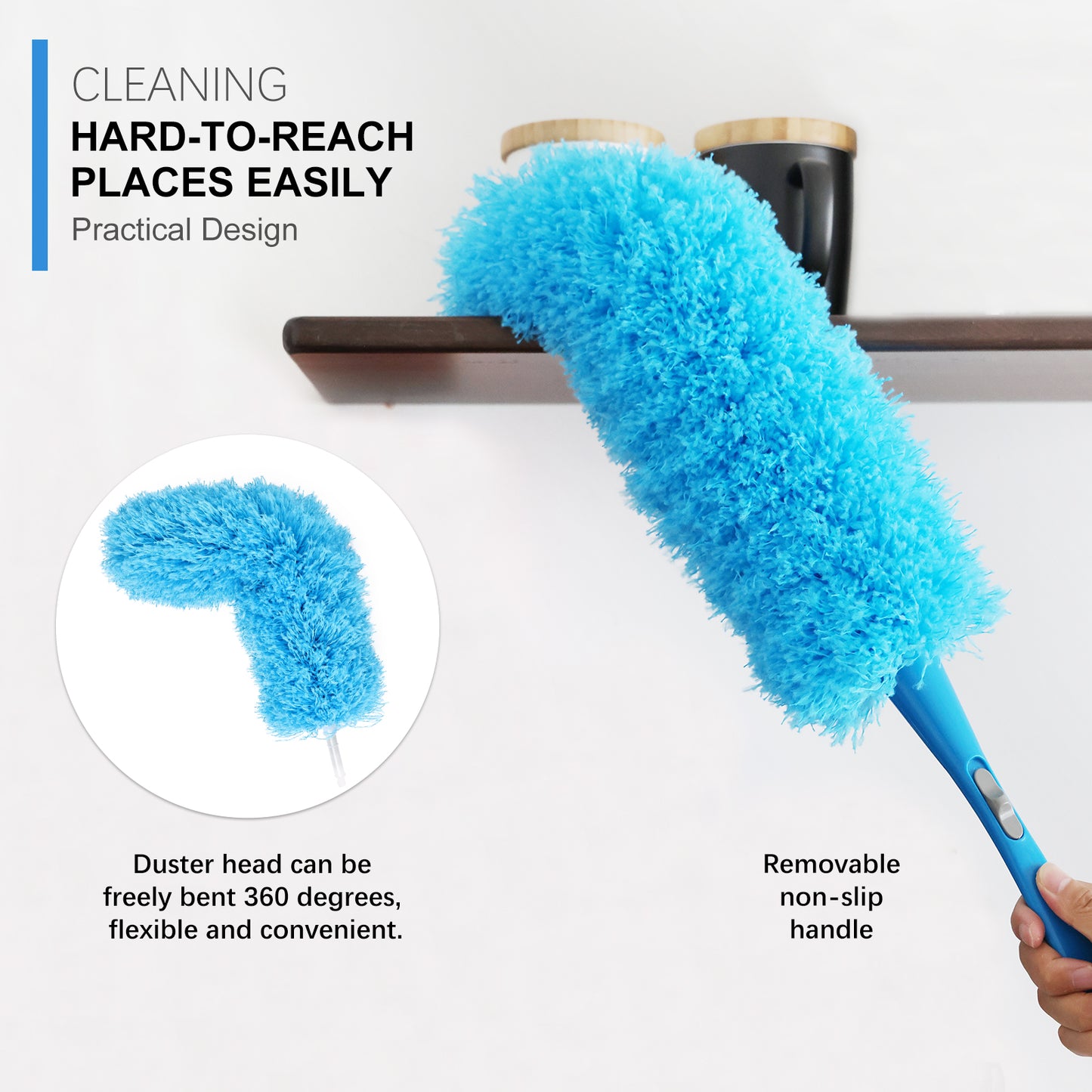 Detachable rainbow colored plastic fiber duster, very effective in cleaning the exterior of vehicles and sweeping dust