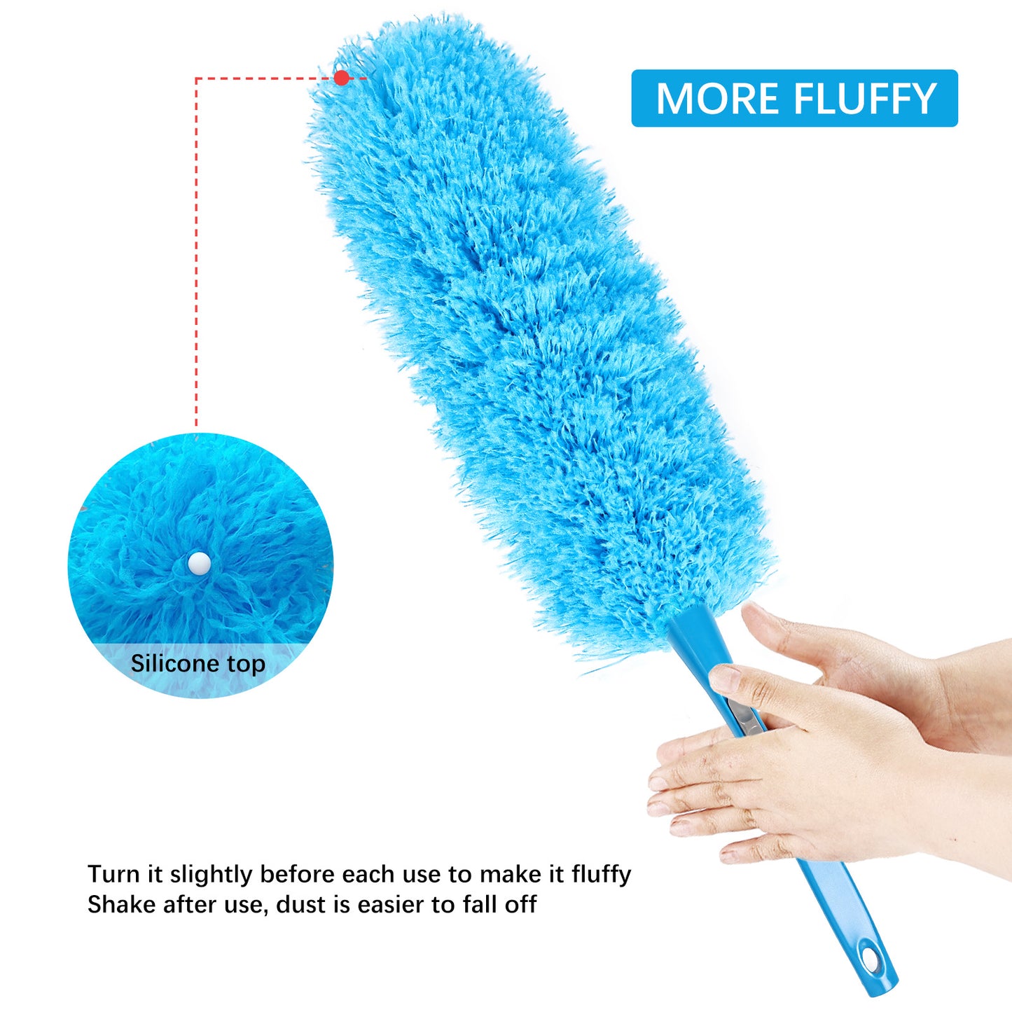 Detachable rainbow colored plastic fiber duster, very effective in cleaning the exterior of vehicles and sweeping dust