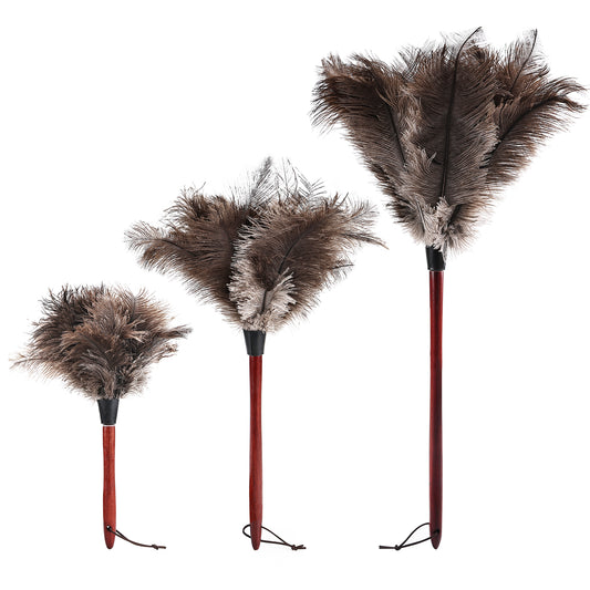 Ostrich Feather Redwood Solid Wood Furniture Dust Sweeping and Cleaning Tool Lightweight, Flexible, and Durable