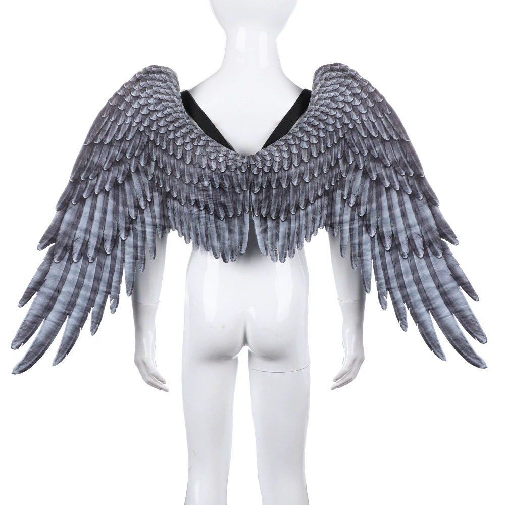 Customizable 3D Printed Cosplay Photo Prop Elegant Black Feather Angel Wings for Birthday Parties Cosplay Halloween