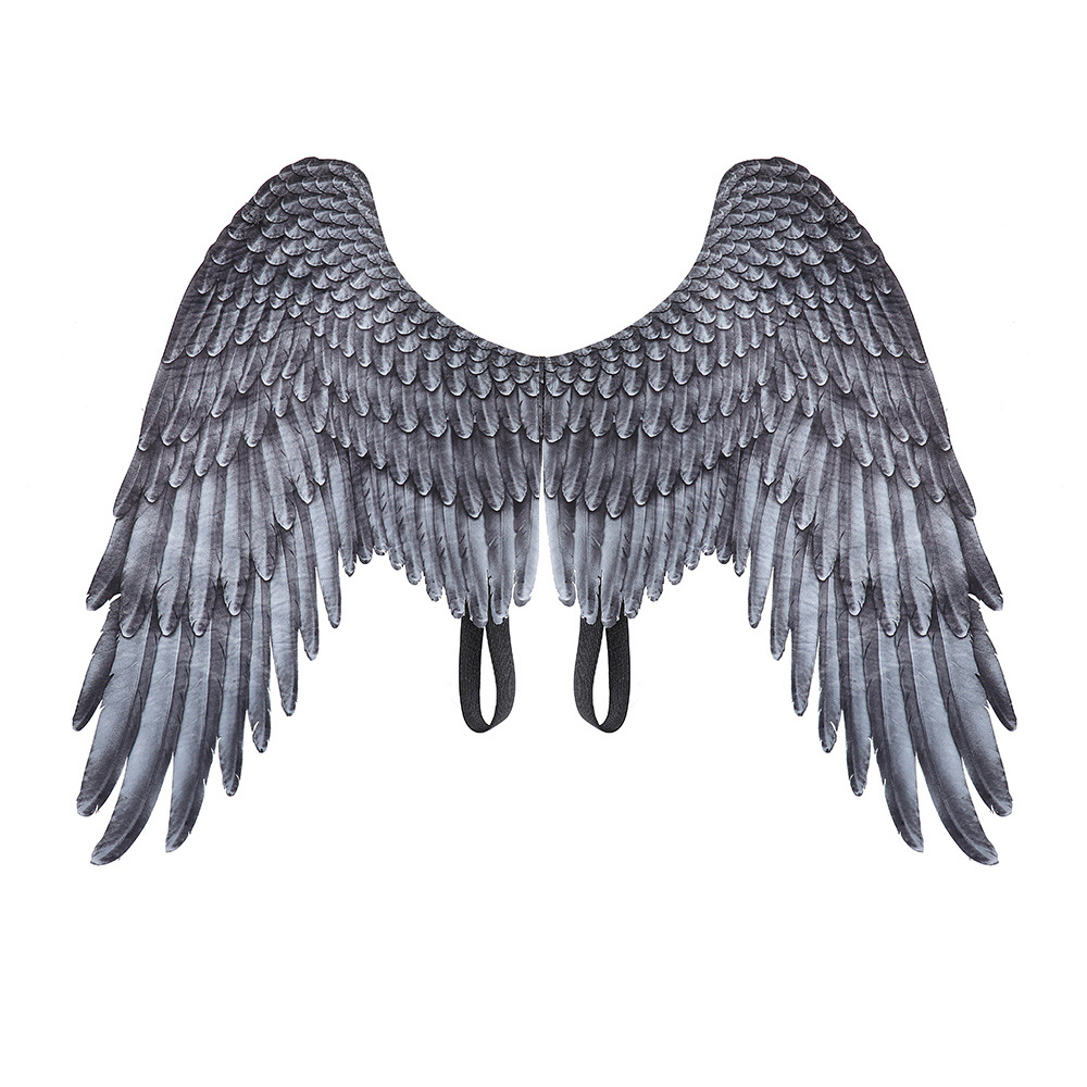 Customizable 3D Printed Cosplay Photo Prop Elegant Black Feather Angel Wings for Birthday Parties Cosplay Halloween