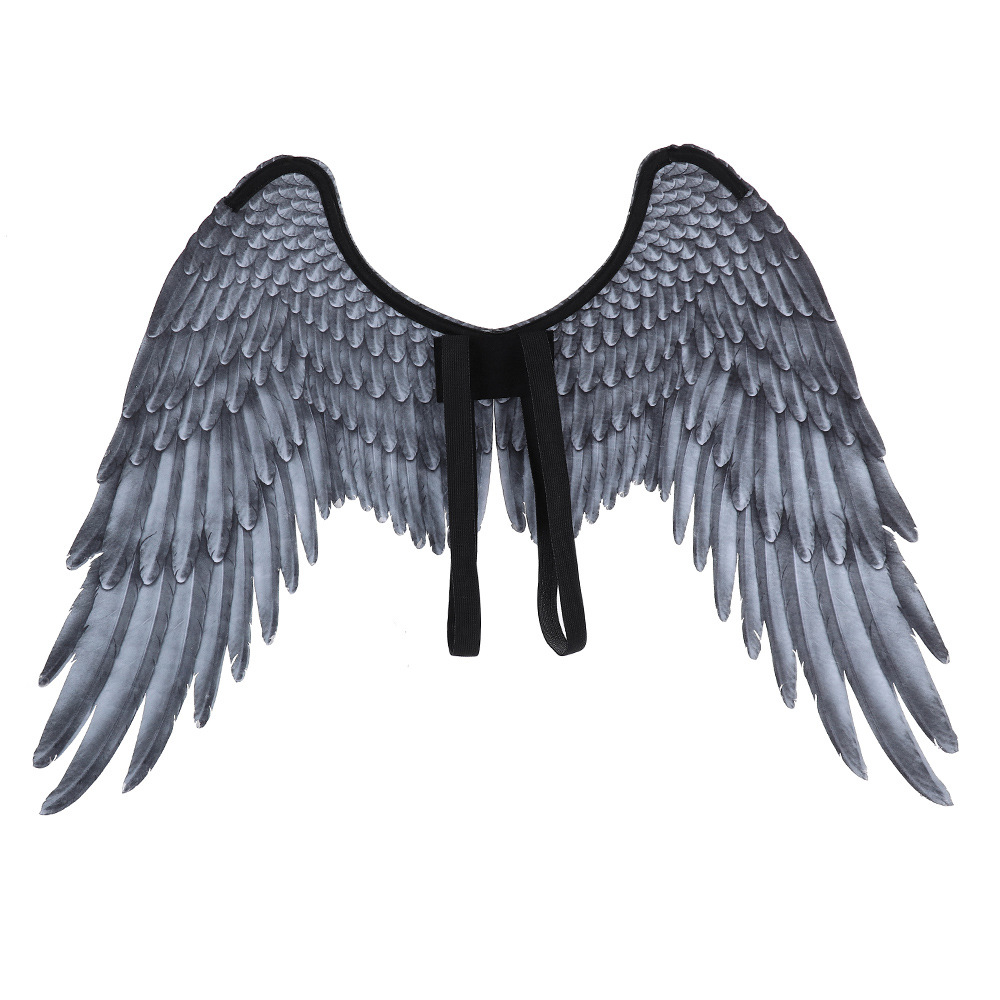 Customizable 3D Printed Cosplay Photo Prop Elegant Black Feather Angel Wings for Birthday Parties Cosplay Halloween
