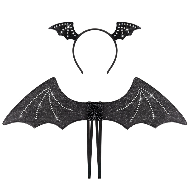 Gothic Aesthetic Halloween Crystal Bat Wings Headband Set Adult Gothic Cosplay Party Costume Accessories for Cosplay