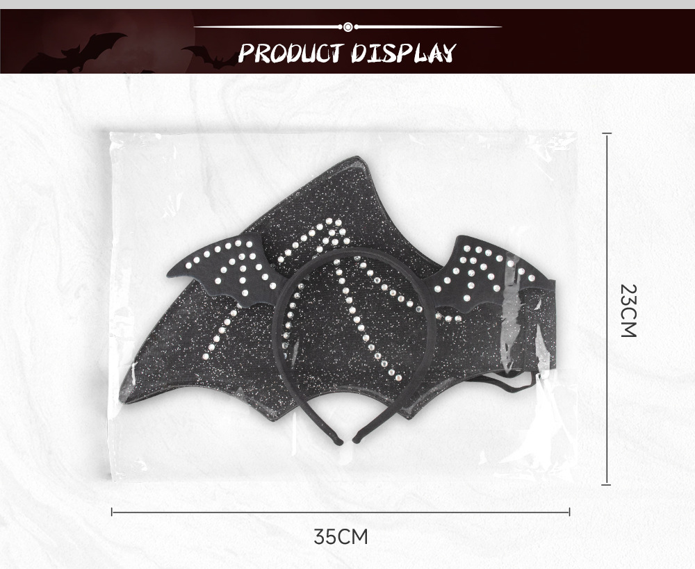 Gothic Aesthetic Halloween Crystal Bat Wings Headband Set Adult Gothic Cosplay Party Costume Accessories for Cosplay
