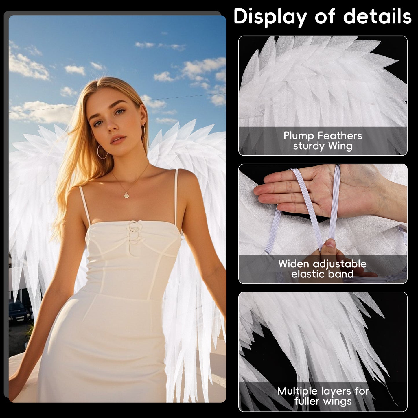 Foam Material Halloween Carnival Stage Props Angel Wings Artificial Feather Wings for Cosplay Events Halloween Parties