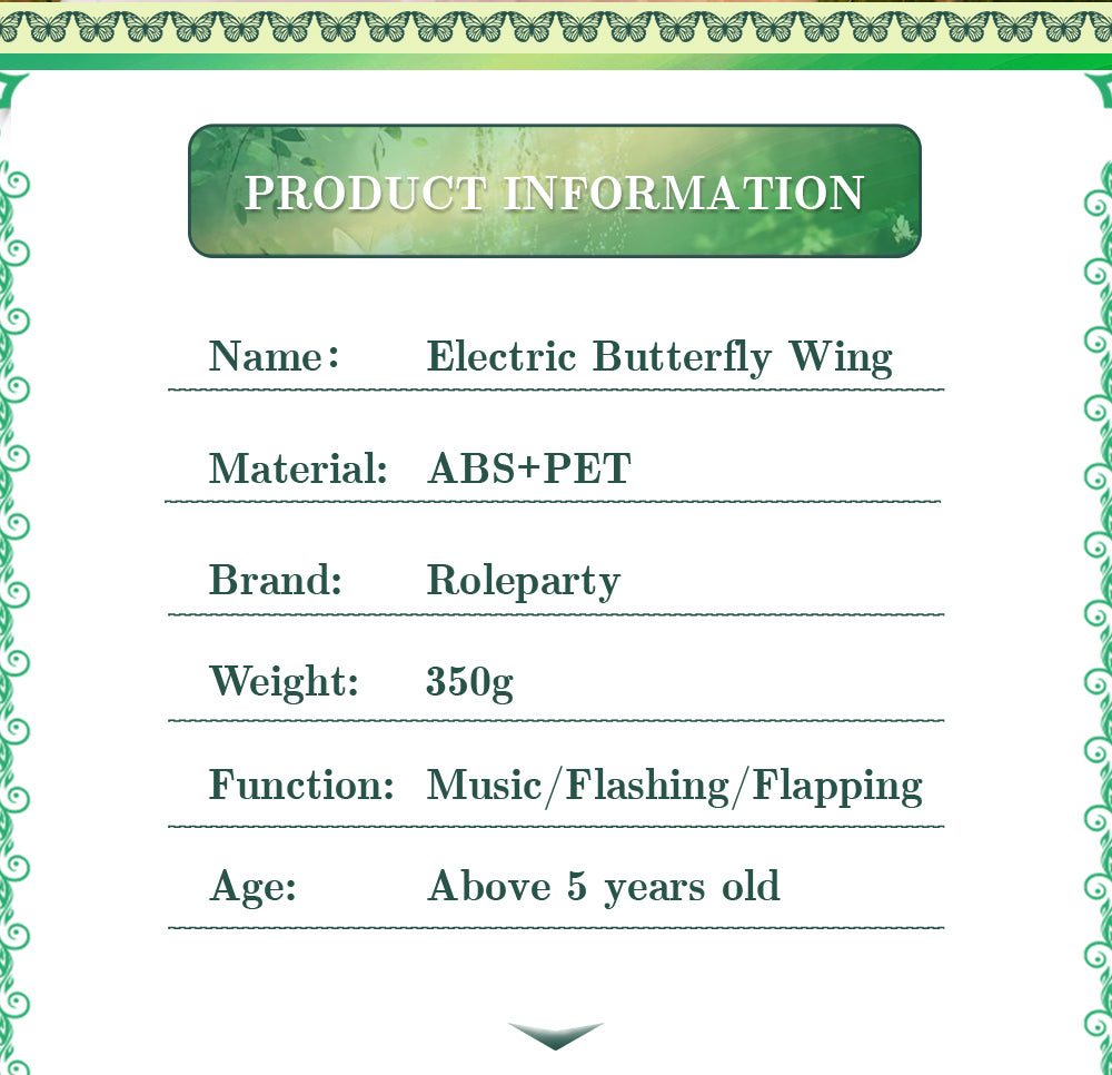 Electric Fluttering Butterfly Wings with Light Strips Battery Powered Motion for Themed Parties Cosplay Halloween