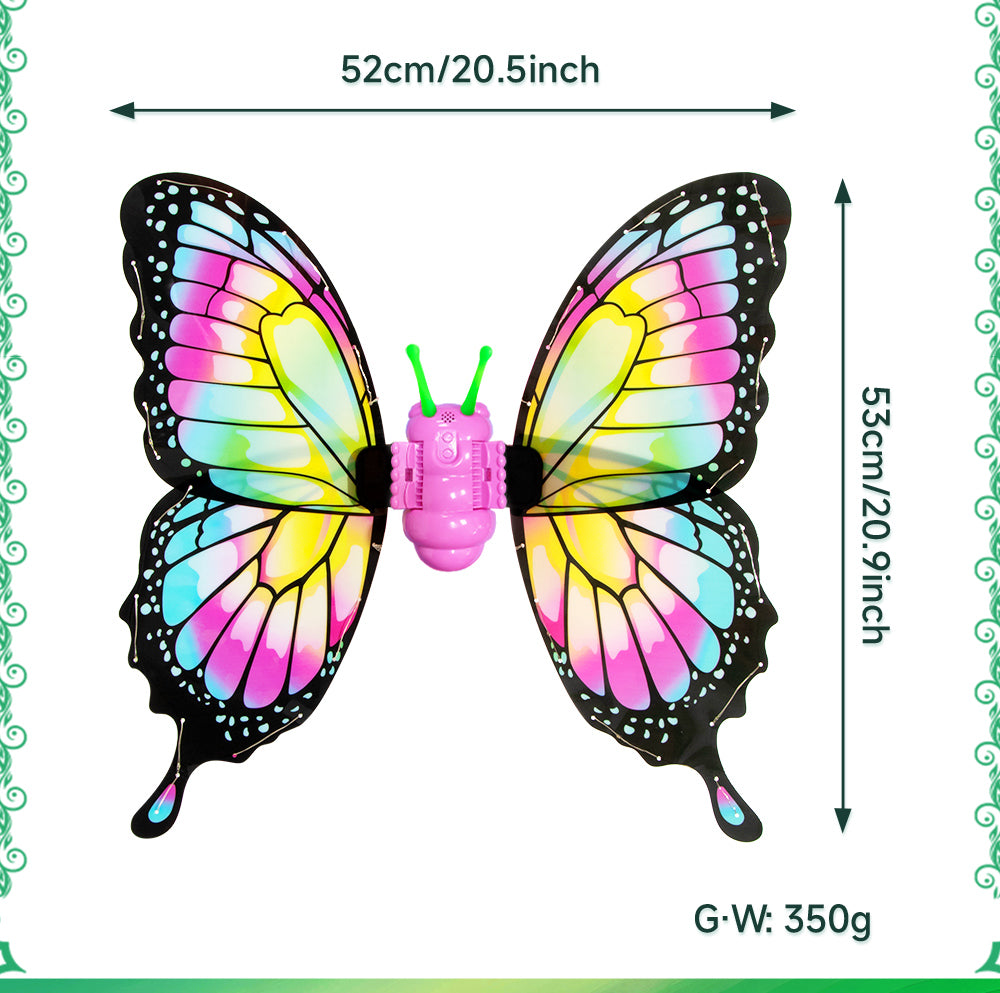 Electric Fluttering Butterfly Wings with Light Strips Battery Powered Motion for Themed Parties Cosplay Halloween