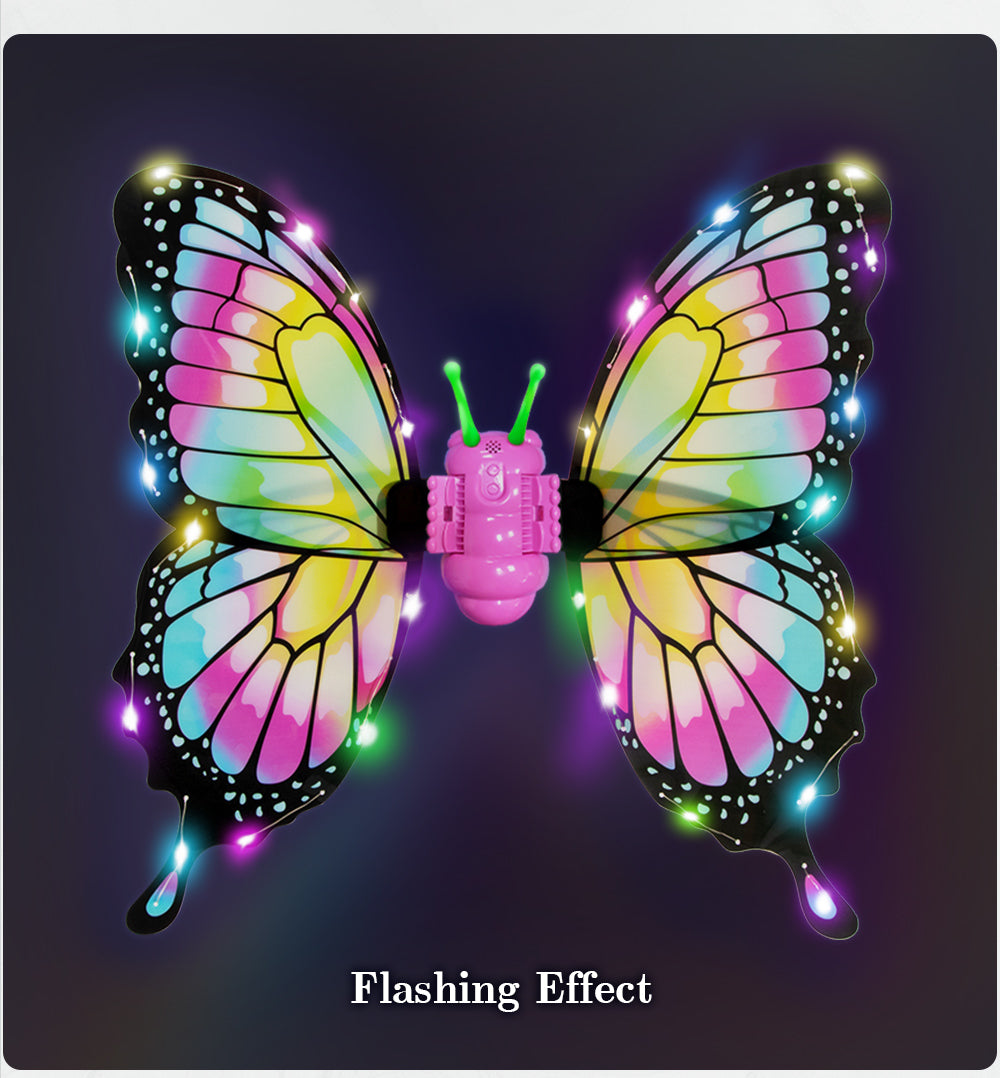 Electric Fluttering Butterfly Wings with Light Strips Battery Powered Motion for Themed Parties Cosplay Halloween