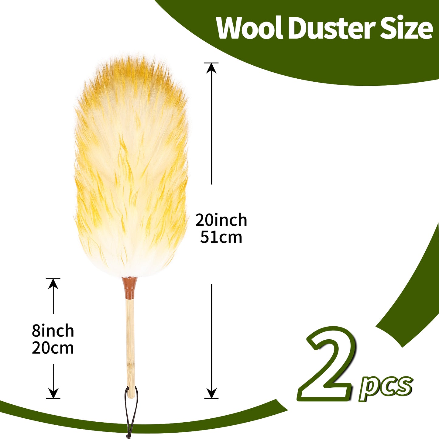 Lightweight and compact bamboo handle wool duster, beautiful without shedding hair, capable of absorbing dust without raising dust; Cleaning is very convenient