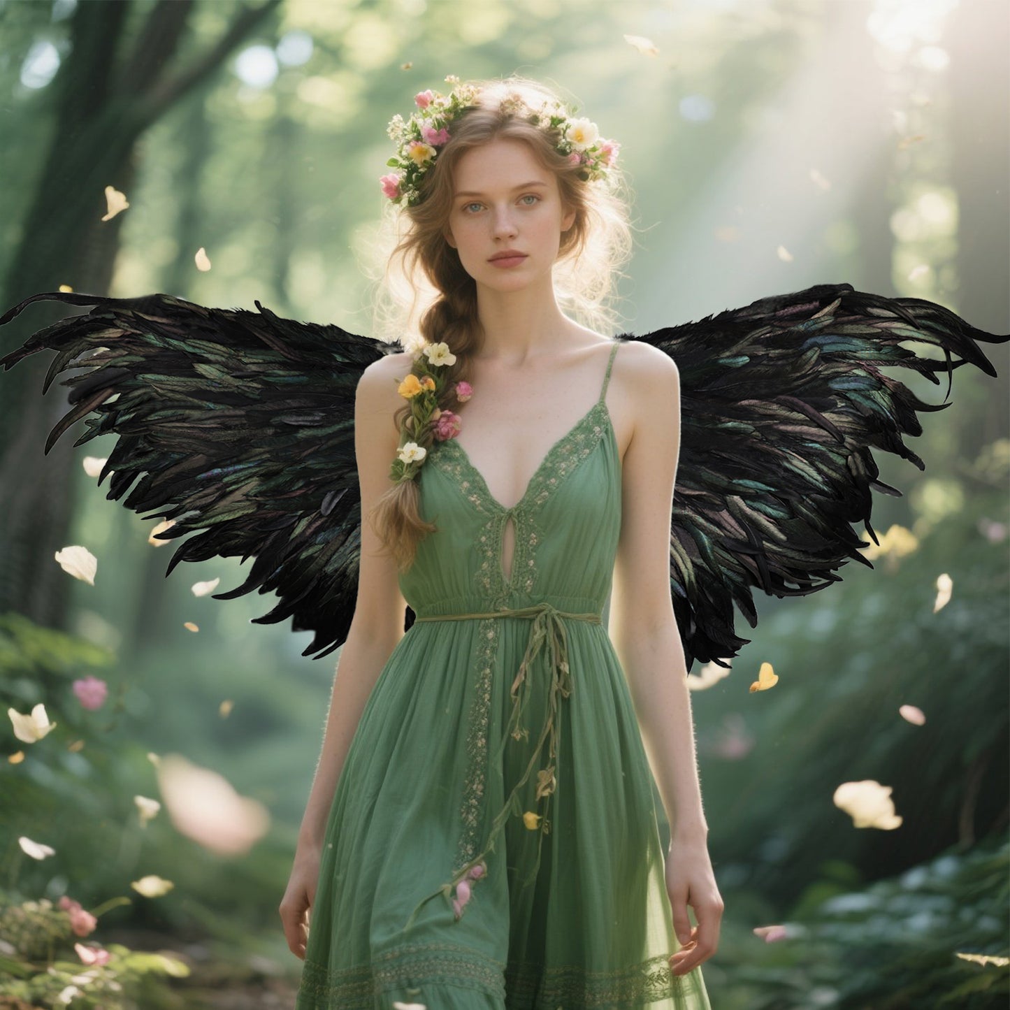 Classic Black Angel Feather Wings, Feather Wings Costume Props Halloween Black Angel Wings