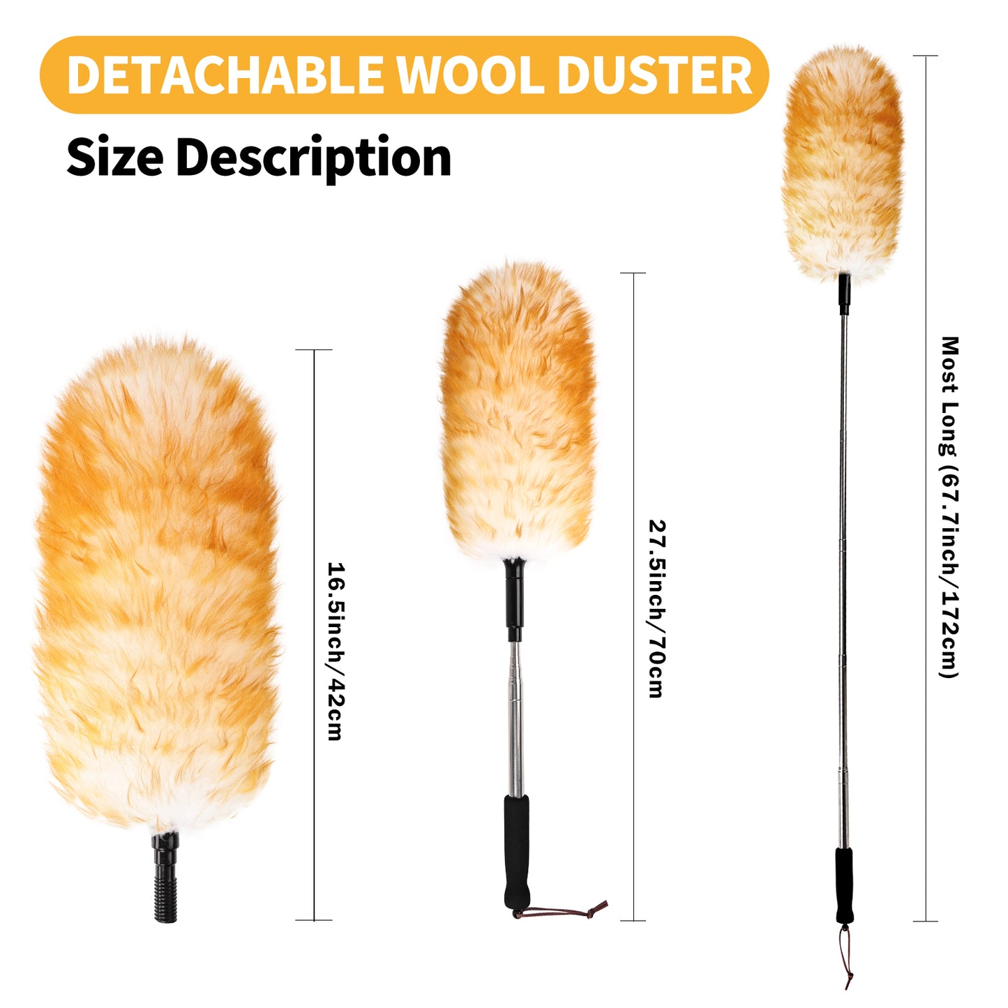 The natural wool duster is stretchable, easy to store, and has strong cleaning ability, suitable for home cleaning and vehicle cleaning; They are all very good