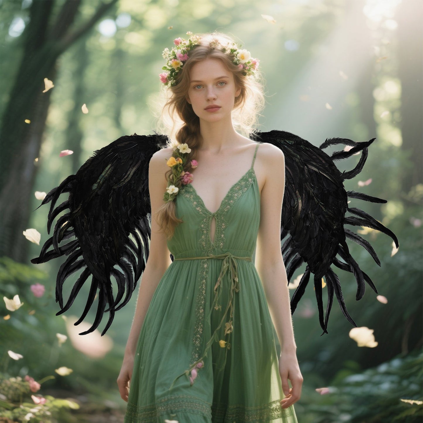 Elf Feather Wings Black, Feather Wings Festival Party Costume Props Black Angel Wings