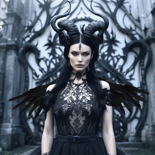 Black feather wings, cyberpunk mechanical wing costume shooting wing props