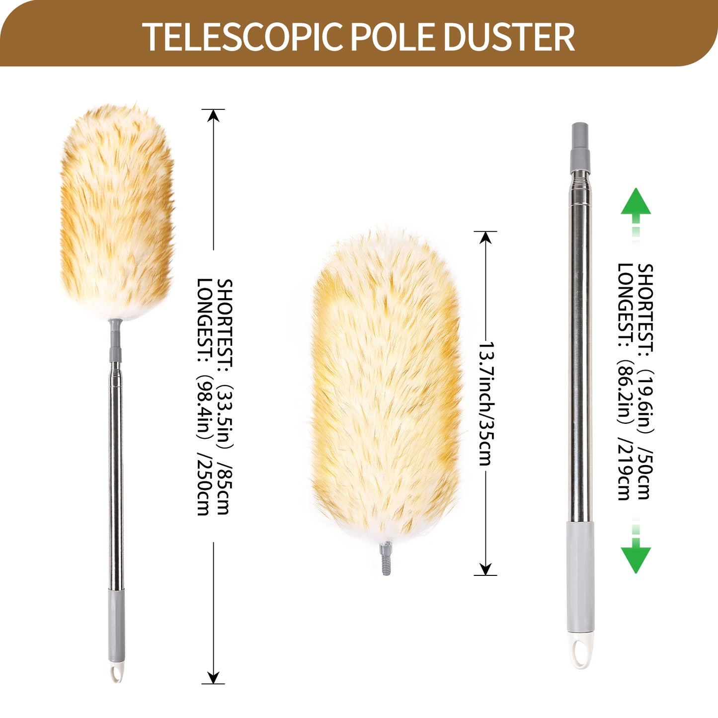 Scalable wool cleaning duster, a household dust sweeping tool, compact and convenient to retract
