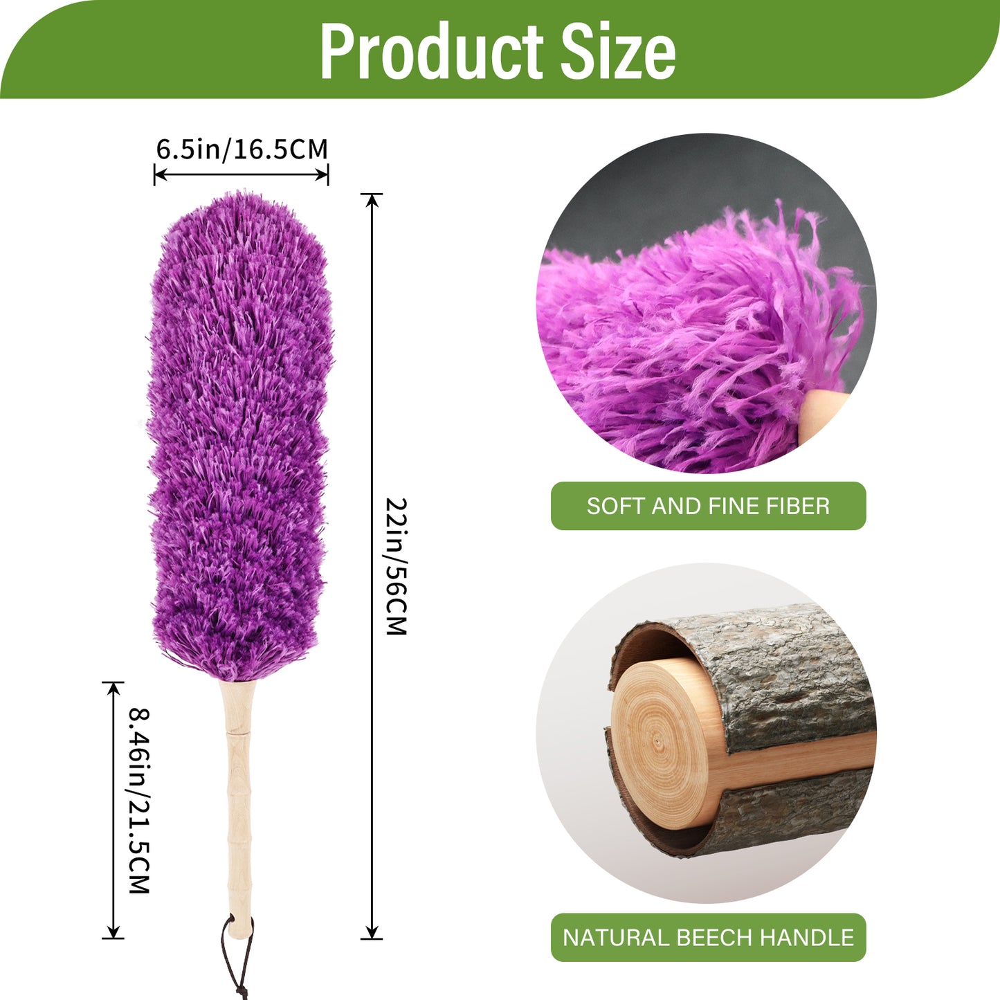 Household cleaning fiber duster, lightweight and compact, can be washed with water; Three colors for you to choose from