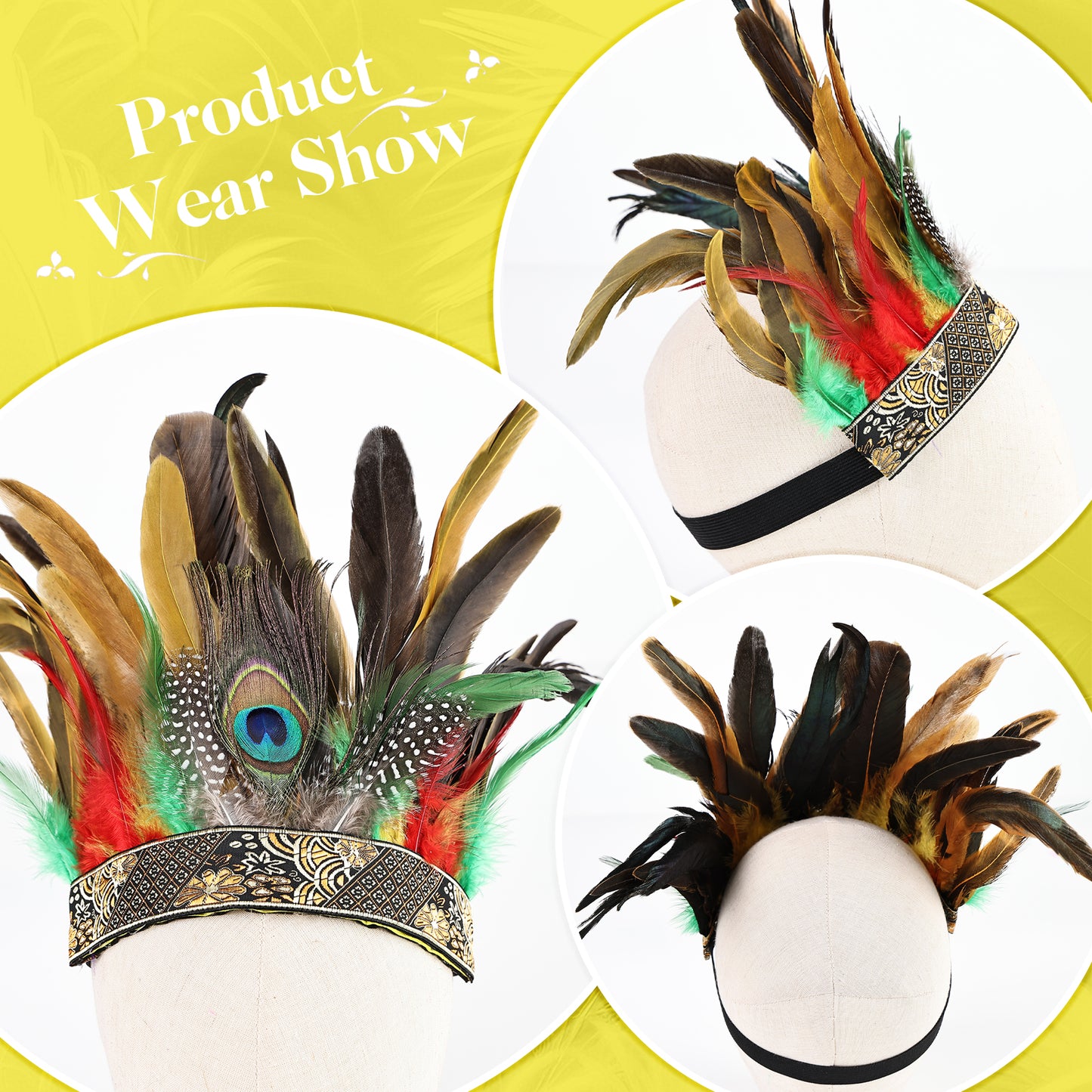 Wholesale Rooster Feather Fascinator Halloween Headdress for Wedding Party Decorations Craft Supply Hair Accessories