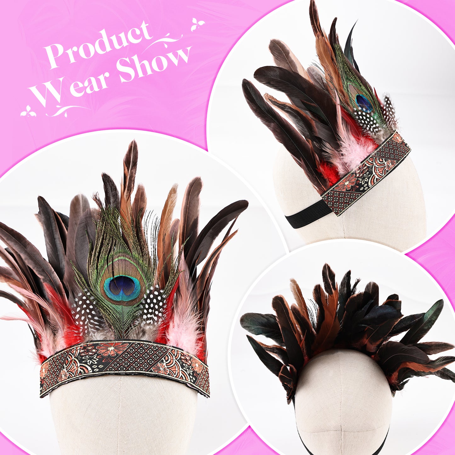Wholesale Rooster Feather Fascinator Halloween Headdress for Wedding Party Decorations Craft Supply Hair Accessories
