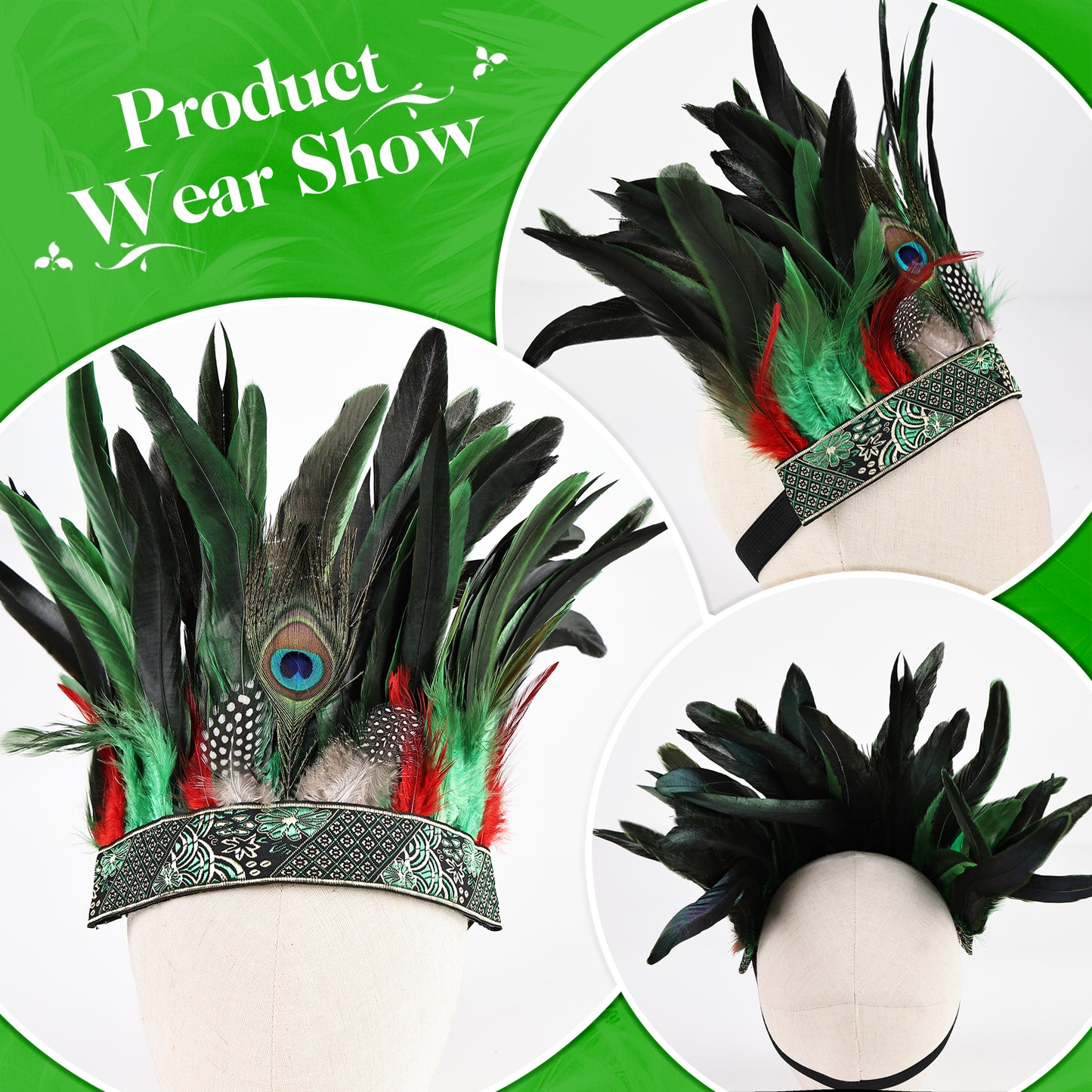 Wholesale Rooster Feather Fascinator Halloween Headdress for Wedding Party Decorations Craft Supply Hair Accessories