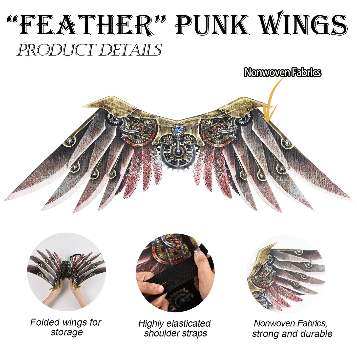 Punk style back decoration wings, character shooting wing props