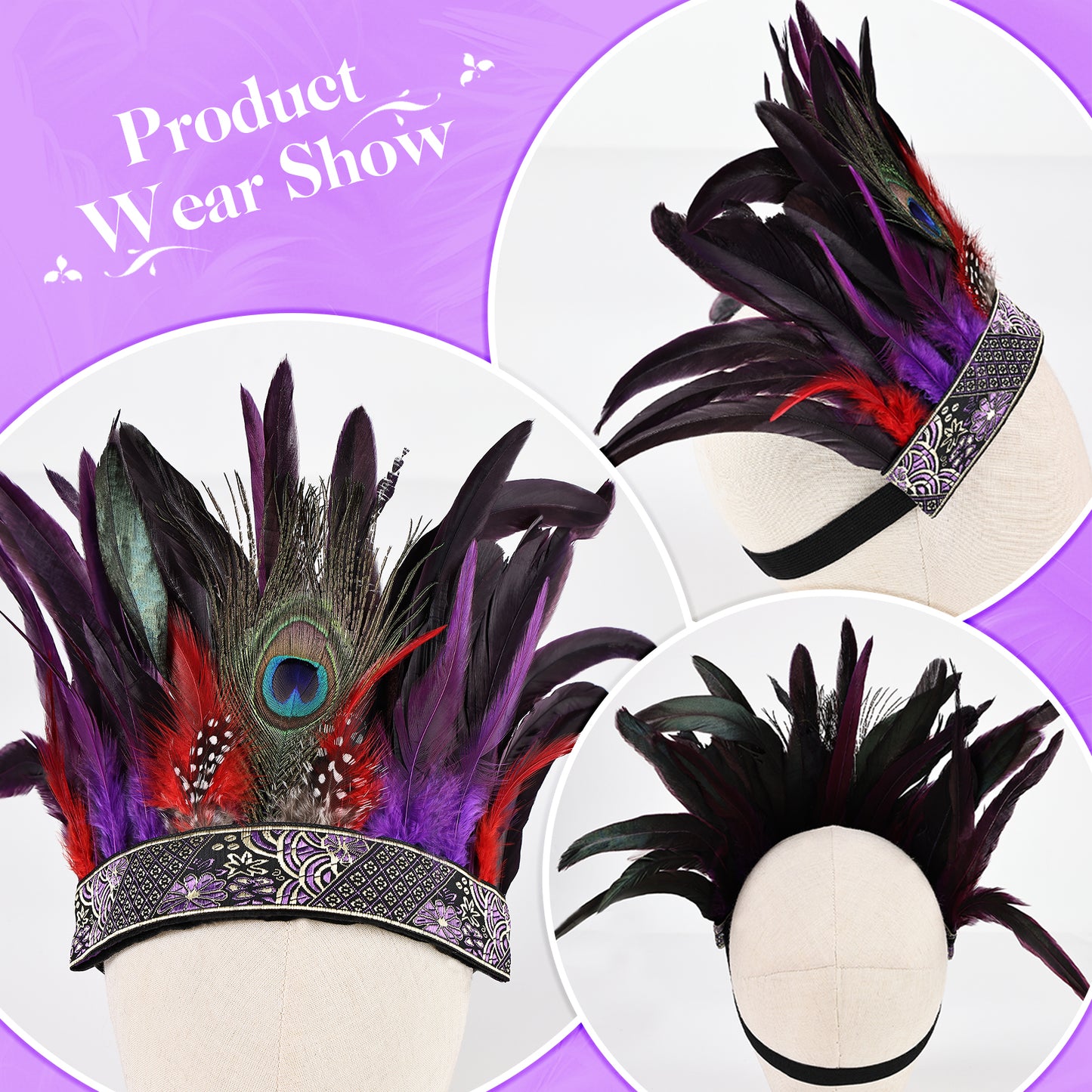 Wholesale Rooster Feather Fascinator Halloween Headdress for Wedding Party Decorations Craft Supply Hair Accessories