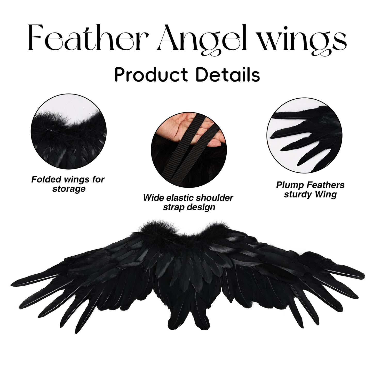 Black feather wings, cyberpunk mechanical wing costume shooting wing props