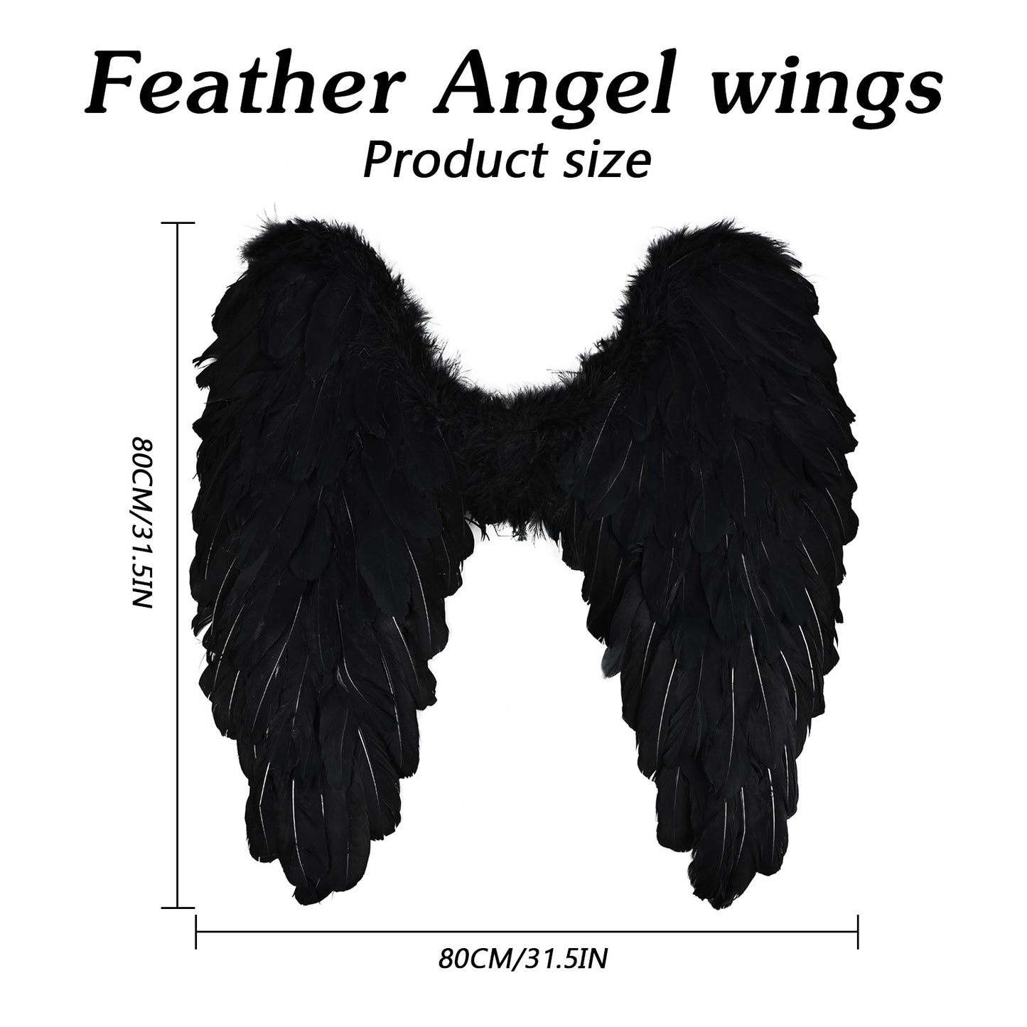 Angel Feather Wings, Black and White Feather Wings Costume Props Halloween Black Angel Wings