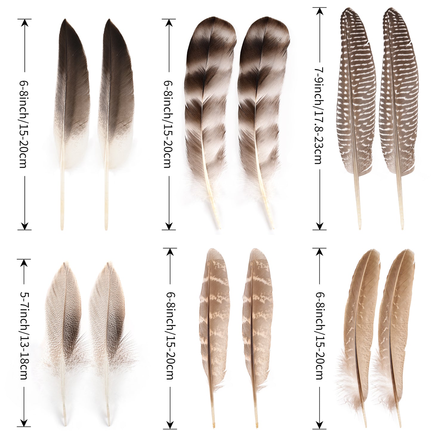 Natural wild bird feather combination 6-8 inches used for carnival parties, birthday parties, commercial bonfire parties, and decorative wild bird feather headpieces