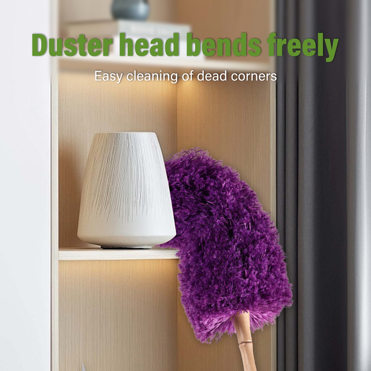 Household cleaning fiber duster, lightweight and compact, can be washed with water; Three colors for you to choose from