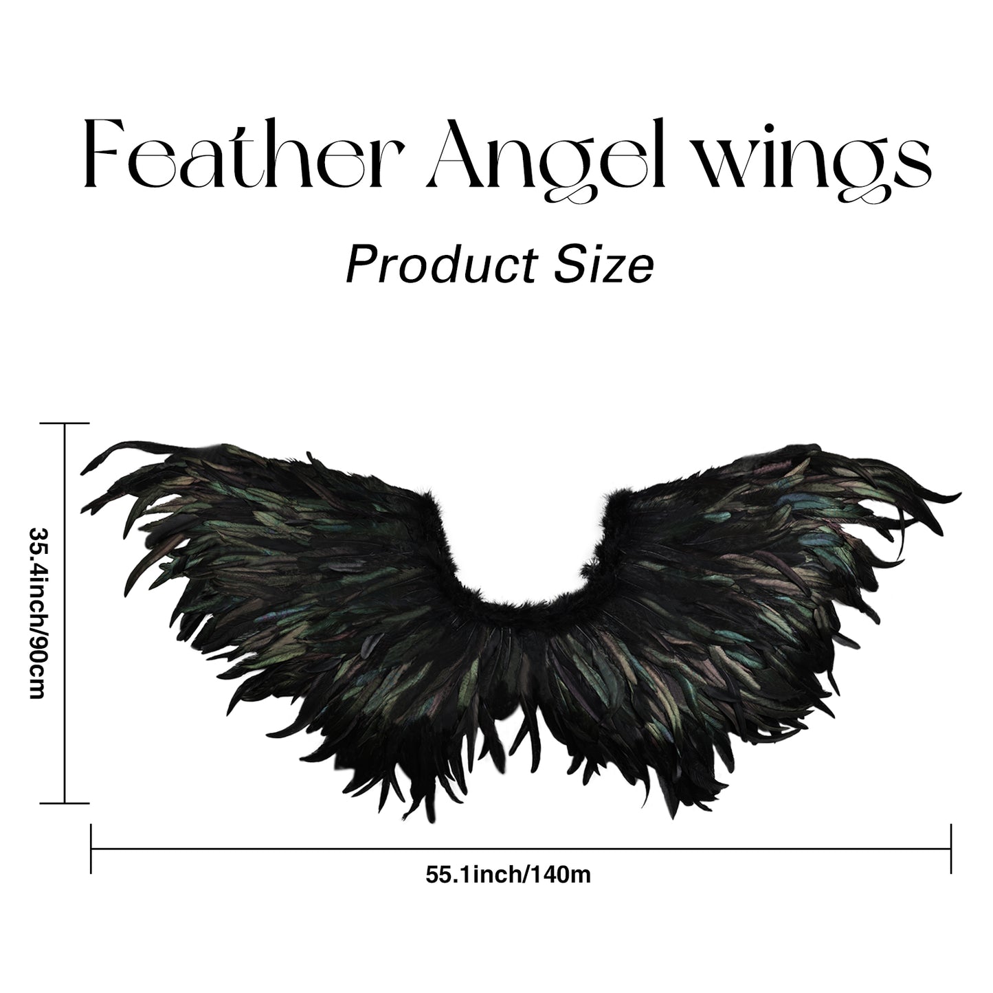 Classic Black Angel Feather Wings, Feather Wings Costume Props Halloween Black Angel Wings