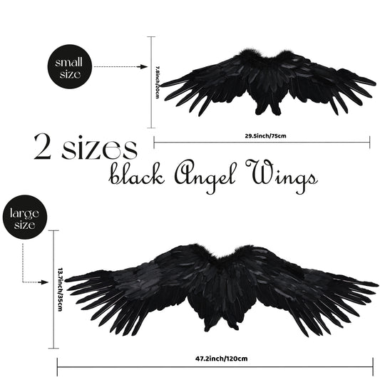 Black feather wings, cyberpunk mechanical wing costume shooting wing props