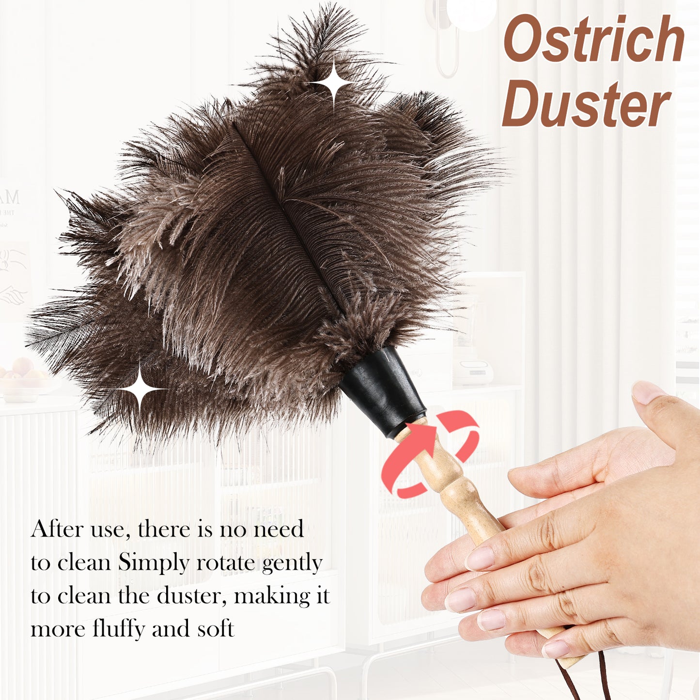 Ostrich beech lightweight and compact dust duster, a powerful tool for sweeping dust; Overseas explosive products