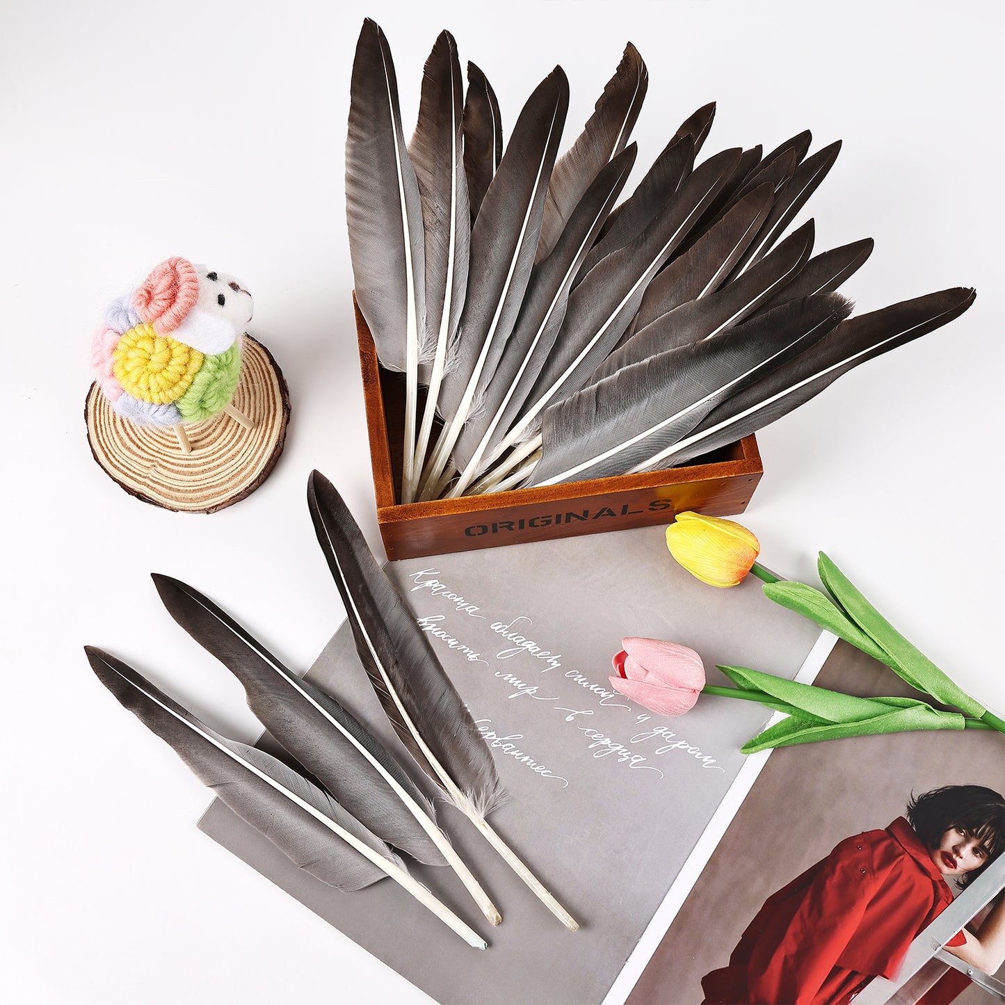 Wholesale Free Samples Natural 12pc Goose Pointers Wing Feathers for Carnival for Crafts Feathers