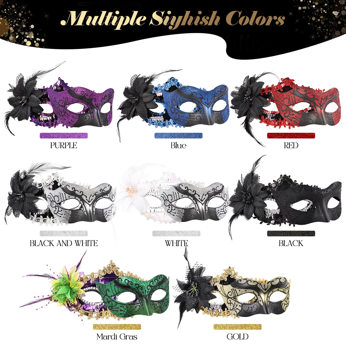 Couple Costume Accessory Set Carnival Venice Makeup Ball PVC Mask Party Fashion Accessory for Halloween Mardi Gras Carnival