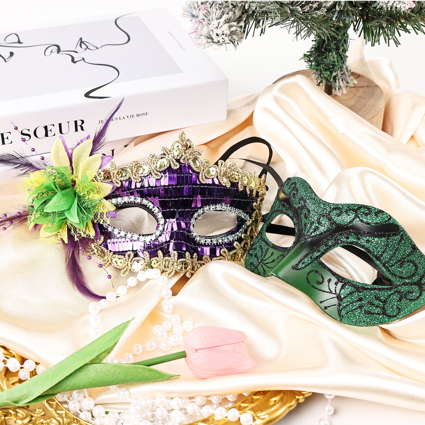 Couple Costume Accessory Set Carnival Venice Makeup Ball PVC Mask Party Fashion Accessory for Halloween Mardi Gras Carnival