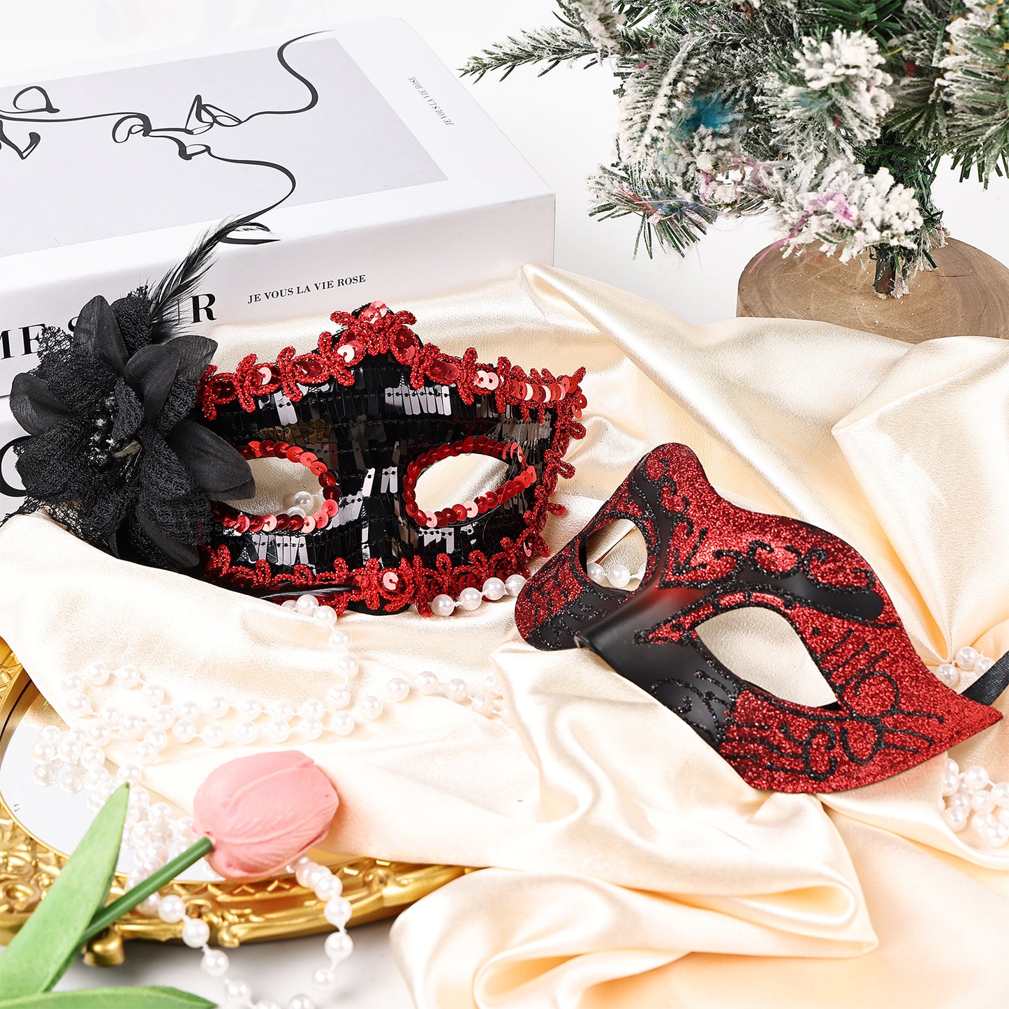 Couple Costume Accessory Set Carnival Venice Makeup Ball PVC Mask Party Fashion Accessory for Halloween Mardi Gras Carnival