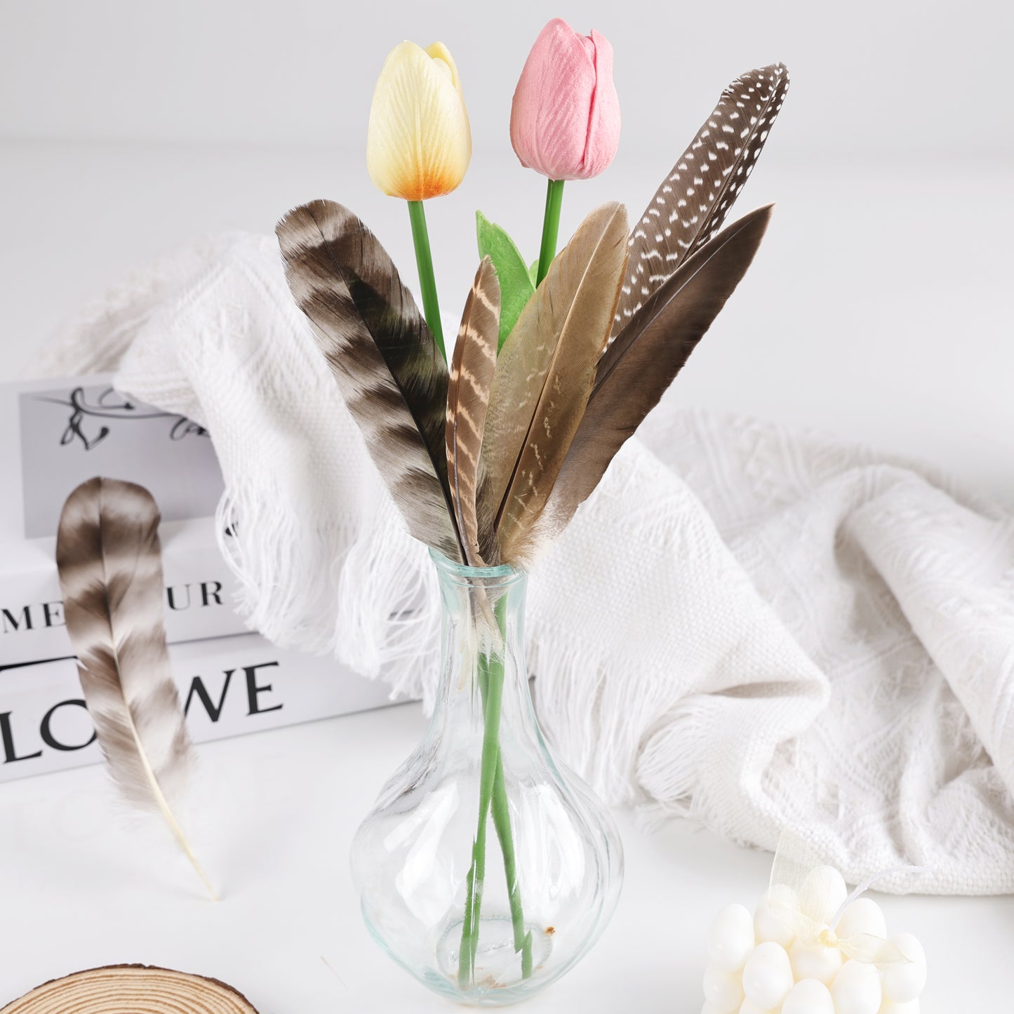 Natural wild bird feather combination 6-8 inches used for carnival parties, birthday parties, commercial bonfire parties, and decorative wild bird feather headpieces