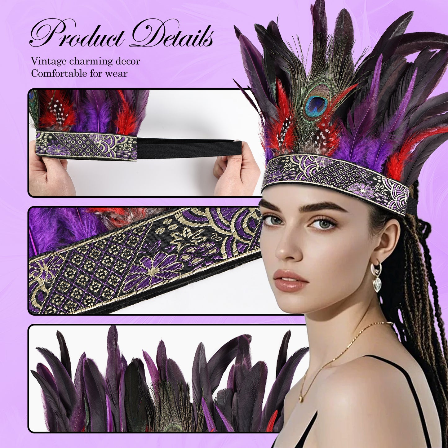 Wholesale Rooster Feather Fascinator Halloween Headdress for Wedding Party Decorations Craft Supply Hair Accessories