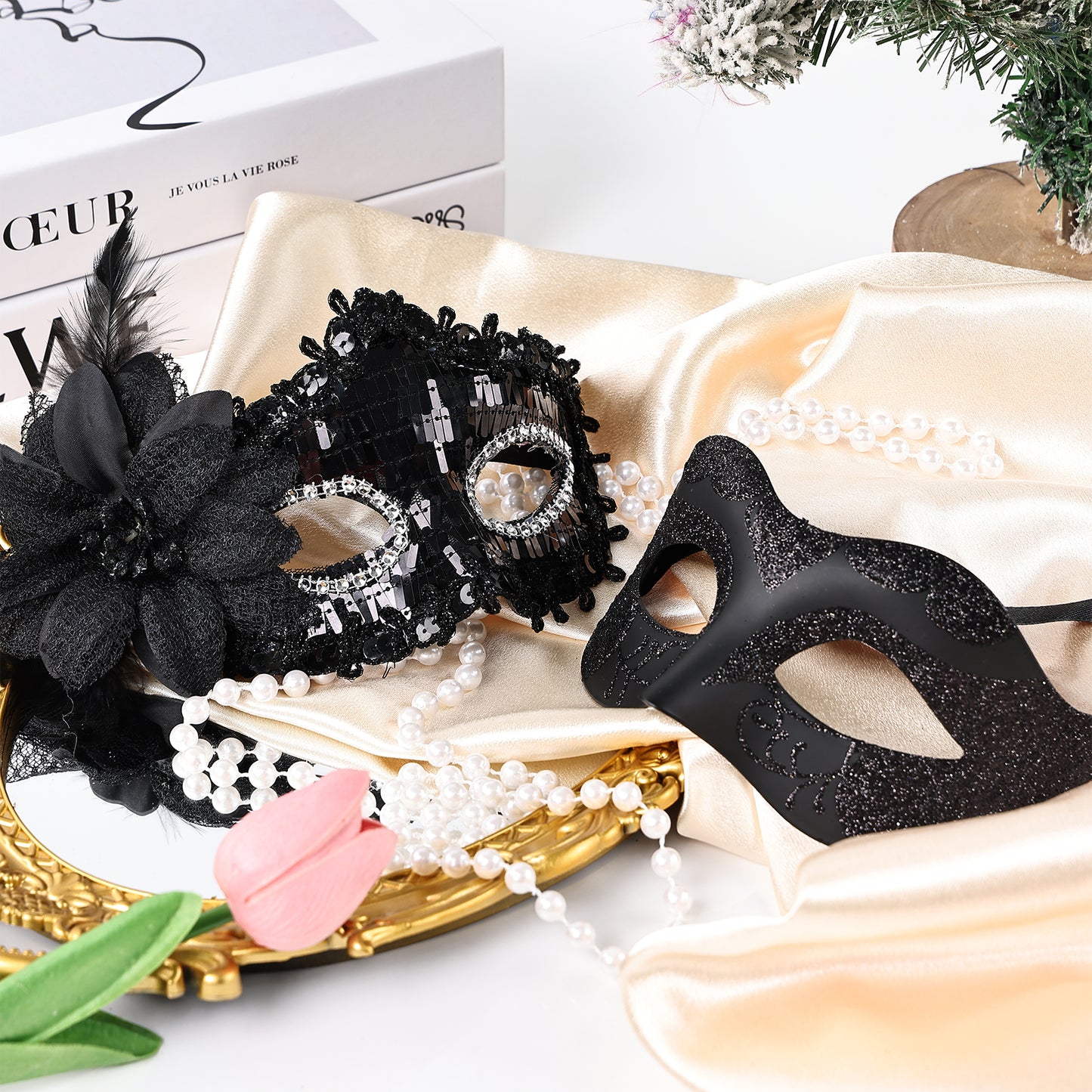 Couple Costume Accessory Set Carnival Venice Makeup Ball PVC Mask Party Fashion Accessory for Halloween Mardi Gras Carnival
