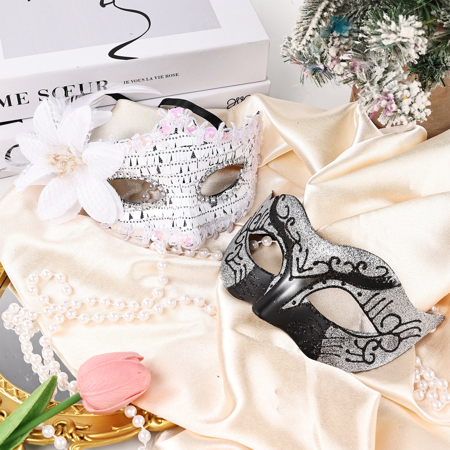 Couple Costume Accessory Set Carnival Venice Makeup Ball PVC Mask Party Fashion Accessory for Halloween Mardi Gras Carnival